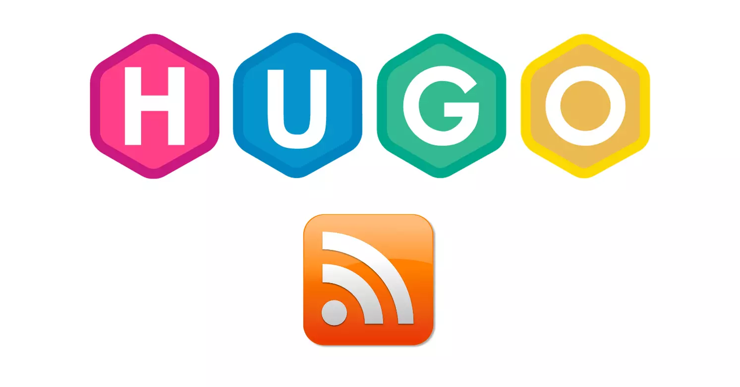 Image of Hugo logo and RSS logo